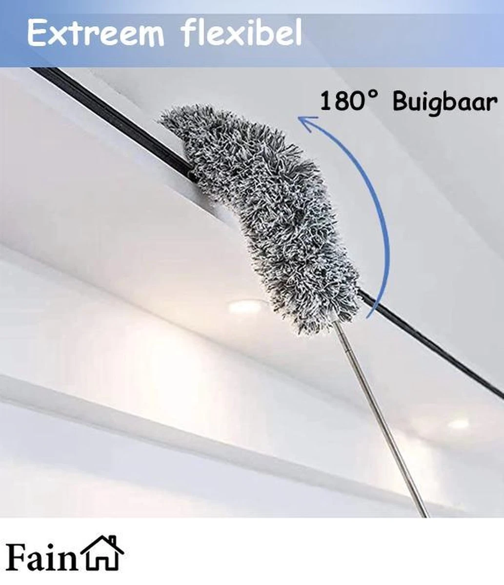 Fain® Plumeau Met Telescoopsteel – Grijs – 80 Tot 240 Cm - Uitschuifbaar – Wasbaar - Flexibel 360° Draaibaar – Duster - Microvezel Ragebol 12 Fain® Plumeau Met Telescoopsteel – Grijs – 80 Tot 240 Cm - Uitschuifbaar – Wasbaar - Flexibel 360° Draaibaar – Duster - Microvezel Ragebol - Afbeelding 12
