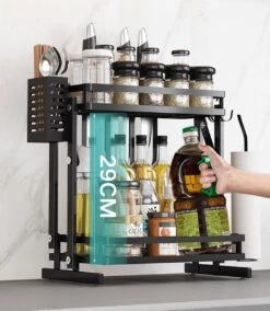 TammaT - Kruidenrek - Kruidenrek Staand - Inklapbare Keukenrek - 3-laags 35x21x56,5CM - Keuken Organizer - Aanrecht Organizer - Keuken Opslag - Roestvrij Staal - Opbergrek - Keuken Organizers - Roestvrij En Krasvrij -Huishoudelijke Benodigdheden Winkel 1044x1200