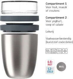 Mepal – Isoleer Lunchpot Ellipse – Houdt Je Eten 6-8 Uur Warm En 12 Uur Koud – Titanium – 2 Compartimenten – Soep Beker To Go – Yoghurt Beker Muesli - Thermos Lunchbox -Huishoudelijke Benodigdheden Winkel 1108x1200