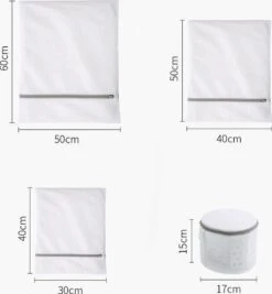 Merkloos Waszak 4 Delig - 1x Groot (50x60 Cm) - 1x Middel ( 40x50cm) - 1x Normaal (30x40cm) - 1x BH (17x15cm) -Huishoudelijke Benodigdheden Winkel 1109x1200