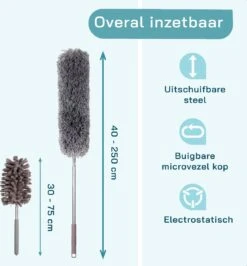 ForDig 7-Delige Plumeau Set - Duster Met Telescoopsteel Uitschuifbaar Tot 250 Cm - Inclusief Ragebol / Voegenborstel / Microvezel Doek / Chenille Borstel - Wasbaar - 360 Graden Draaibaar -Huishoudelijke Benodigdheden Winkel 1113x1200 5