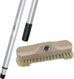 Houten Schrobborstel/schrobber Inclusief Metalen Telescoopsteel Zilver 200 Cm