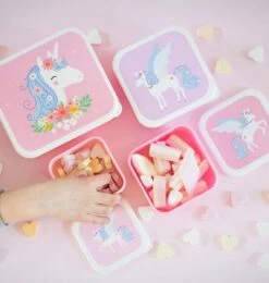 A Little Lovely Company - Brooddoos - Broodtrommel - Lunch & Snack Box Set Van 4 - Eenhoorn -Huishoudelijke Benodigdheden Winkel 1142x1200 2