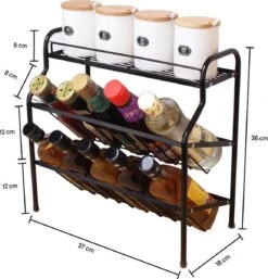 Zindoo Kruidenrek Zwart 3-laags Staand - Specerijen Rek - Kruiden Rek - Duurzaam RVS - Anti Slip Onderzijde - Specerijenstandaard – Keukenorganizer - Spice Rack - Kitchen Rack - Spice Organizer Keukenaccessoire - ZIN-SR05 -Huishoudelijke Benodigdheden Winkel 1154x1200 2