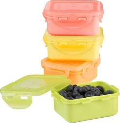 Lock&Lock (mini) Vershoudbakjes Set Met Deksel - Snackdoosjes - Snackbox - Set Van 4 Stuks - Kinderen - Lekvrij - BPA Vrij - Klein - 180 Ml - Multicolor -Huishoudelijke Benodigdheden Winkel 1163x1200