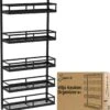 Soome Viljo - Kruidenrek Ophangbaar - Keukenrek - Wandrek - Keuken Organizer - 5 Laags - Verstelbaar - Staal - Zwart - H85xB42.5cm