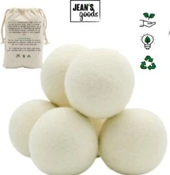 Jean's Goods Drogerballen - Droogballen - Wasdrogerballen - Wasdroger Ballen - Wasbol - Wasbollen - Wasballen - Energiebesparende Producten - Energiebesparend - Duurzaam Cadeau - RWS Wol - Zero Waste - Wasverzachter - Beige - 6 Stuks -Huishoudelijke Benodigdheden Winkel 1167x1200