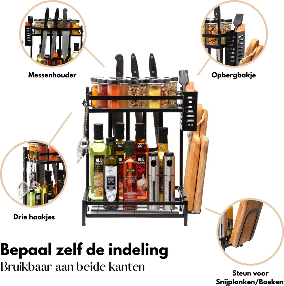Pazzo Goods - Keuken Organizer - Keukenrek - Zwart - Metaal - 2 Laags - Multifunctioneel - Zwart - 2 Pazzo Goods - Keuken Organizer - Keukenrek - Zwart - Metaal - 2 Laags - Multifunctioneel - Zwart - - Afbeelding 2