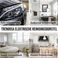 Trendosa Elektrische Schoonmaakborstel - Elektrische Schrobborstel - Poetsmachine - Handborstel - Scrubber- De Badkamer/Keuken/Auto- 10 Opzetstukken Geel -Huishoudelijke Benodigdheden Winkel 1196x1200 3