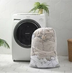 Wasnet Waszak - Groot - XL - 60 X 80 CM - Wit - Treksysteem - Trekbandsluiting - Polyester - Laundry Bag -Huishoudelijke Benodigdheden Winkel 1197x1200