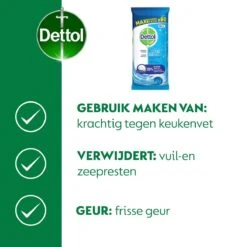 Dettol - Power & Fresh - Schoonmaakdoekjes - Oceaanfris - 4 X 80 Doekjes -Huishoudelijke Benodigdheden Winkel 1199x1200 12