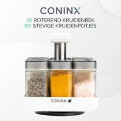 Coninx Kruidenrek Staand - Draaiend Kruidenrek Met Glazen Potjes - Kruidencarrousel Draaibaar - 8 Kruidenpotjes - Wit / RVS 17 Coninx Kruidenrek Staand - Draaiend Kruidenrek Met Glazen Potjes - Kruidencarrousel Draaibaar - 8 Kruidenpotjes - Wit / RVS -Huishoudelijke Benodigdheden Winkel 1199x1200 6