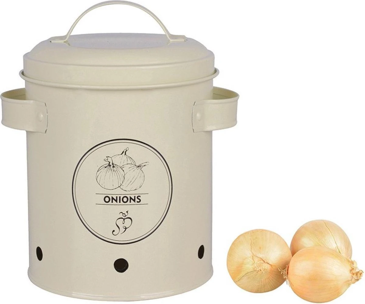 ESSCHERT DESIGN Set Van 2 Voorraadblikken Uien En Knoflook 2 ESSCHERT DESIGN Set Van 2 Voorraadblikken Uien En Knoflook - Afbeelding 2