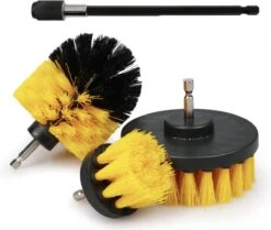 Merkloos 4-delige Borstelset Voor Boormachine - Inclusief Verlengstuk - Opzetborstels - Schrobborstel - Schuurborstel - Schoonmaakborstel - Tapijtreiniger - Brush - Geel - Gratis Verzending -Huishoudelijke Benodigdheden Winkel 1200x1016