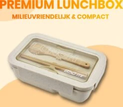 BentoBros® Duurzame Bento Box - Broodtrommel - Lunchtrommel - Lunchbox - Lunchset Voor Kinderen - Brooddoos - Duurzaam Hout - Inclusief Bestek - Voor Volwassenen En Kinderen - 0,85 Liter - Geschikt Voor Magnetron, Vriezer En Vaatwasser - Beige -Huishoudelijke Benodigdheden Winkel 1200x1039