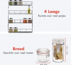 KitchenBrothers Ophangbaar Kruidenrek Voor 32 Kruidenpotjes - Spice Rack – Keuken Rek - Kruiden Organizer - Specerijen Opbergen - 4 Laags - 40 X 6.3 X 50 Cm - RVS 12 KitchenBrothers Ophangbaar Kruidenrek Voor 32 Kruidenpotjes - Spice Rack – Keuken Rek - Kruiden Organizer - Specerijen Opbergen - 4 Laags - 40 X 6.3 X 50 Cm - RVS -Huishoudelijke Benodigdheden Winkel 1200x1093 1