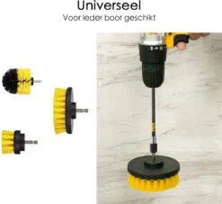 Professionele 4 Delige Borstelset Voor De Boormachine Incl. Verlengstuk, Deze Schoonmaak Schuurborstel Elektrisch Opzetborstel Schrobborstel Set Is Geschikt Als Schrobber Voor Badkamer, Auto, Keuken En Tuin -Huishoudelijke Benodigdheden Winkel 1200x1105 3