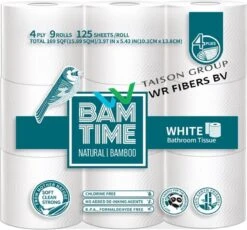 BAMTIME BamboeTissuepapier 4-laags Wc Papier - Wit Color Gebleekt 27 (3*9) Rollen -Huishoudelijke Benodigdheden Winkel 1200x1115 1