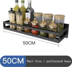 Merkloos Kruidenrek / Opbergrek - RVS - Perforatievrij Aan De Muur Gemonteerd - 50x13x6 Cm - Zwart 13 Merkloos Kruidenrek / Opbergrek - RVS - Perforatievrij Aan De Muur Gemonteerd - 50x13x6 Cm - Zwart -Huishoudelijke Benodigdheden Winkel 1200x1116