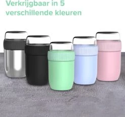 Coninx Thermos Lunchbox - Muesli Beker To Go - Isoleer Lunchpot - Yoghurtbeker To Go - Mueslibeker 840ml (600ml+240ml) - RVS / Zwart -Huishoudelijke Benodigdheden Winkel 1200x1123
