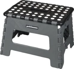 PUHLMANN - Inklapbare Kruk, JAMES, Plastic, Grijs, 22 Cm Hoog, Max 100 Kilo