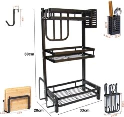 Chefs Cuisine Kruidenrek - Kruidenrek Staand - Keukenrek - Aanrecht Organiser - Bureau Organizer - Keuken Organizers - Roestvrij Staal -Huishoudelijke Benodigdheden Winkel 1200x1130 1