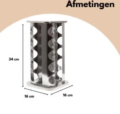 Pazzo Goods - Kruidenrek Staand - Kruidenrek Met Potjes - Zilver - RVS - Kruidenrek Draaibaar - 20 Kruidenpotjes - Inclusief Stickers & Stift - Kruiden Carrousel -Huishoudelijke Benodigdheden Winkel 1200x1144 2