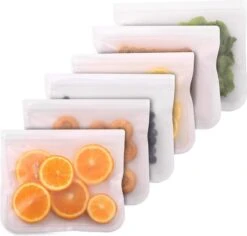 Herbruikbare Vershoudzakken Voor Diepvries, Koelkast En Vriezer – Set Van 2 Stuks - Formaat GROOT - 1000 ML Per Stuk - 19 X 22 Cm - Luchtdicht, Lekvrij En EXTRA STERK - Bewaarzakjes / Boterhamzakje - BPA Vrij