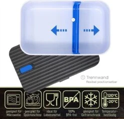 IFancy Lunchbox Tasty - Bento Lunch Box 1000ml - Dicht & Lekvrij Voor Kinderen & Volwassenen - Kantoor & School - BPA Vrij - Vaatwasser Magnetron & Vriezer Lunch Box (Blauw) -Huishoudelijke Benodigdheden Winkel 1200x1157 2