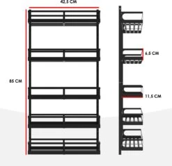 Soome Viljo - Kruidenrek Ophangbaar - Keukenrek - Wandrek - Keuken Organizer - 5 Laags - Verstelbaar - Staal - Zwart - H85xB42.5cm 14 Soome Viljo - Kruidenrek Ophangbaar - Keukenrek - Wandrek - Keuken Organizer - 5 Laags - Verstelbaar - Staal - Zwart - H85xB42.5cm -Huishoudelijke Benodigdheden Winkel 1200x1163 1