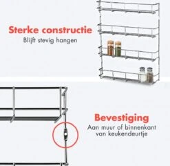 KitchenBrothers Ophangbaar Kruidenrek Voor 32 Kruidenpotjes - Spice Rack – Keuken Rek - Kruiden Organizer - Specerijen Opbergen - 4 Laags - 40 X 6.3 X 50 Cm - RVS 11 KitchenBrothers Ophangbaar Kruidenrek Voor 32 Kruidenpotjes - Spice Rack – Keuken Rek - Kruiden Organizer - Specerijen Opbergen - 4 Laags - 40 X 6.3 X 50 Cm - RVS -Huishoudelijke Benodigdheden Winkel 1200x1166 1