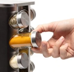 Pazzo Goods - Kruidenrek Staand - Kruidenrek Met Potjes - Zilver - RVS - Kruidenrek Draaibaar - 20 Kruidenpotjes - Inclusief Stickers & Stift - Kruiden Carrousel -Huishoudelijke Benodigdheden Winkel 1200x1166