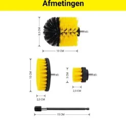 Merkloos 4-delige Borstelset Voor Boormachine - Inclusief Verlengstuk - Opzetborstels - Schrobborstel - Schuurborstel - Schoonmaakborstel - Tapijtreiniger - Brush - Geel - Gratis Verzending -Huishoudelijke Benodigdheden Winkel 1200x1170 4