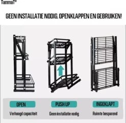 TammaT - Kruidenrek - Kruidenrek Staand - Inklapbare Keukenrek - 3-laags 35x21x56,5CM - Keuken Organizer - Aanrecht Organizer - Keuken Opslag - Roestvrij Staal - Opbergrek - Keuken Organizers - Roestvrij En Krasvrij -Huishoudelijke Benodigdheden Winkel 1200x1178