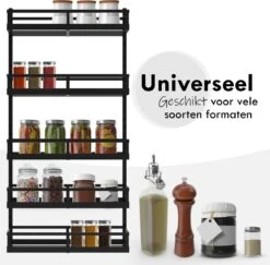 Soome Viljo - Kruidenrek Ophangbaar - Keukenrek - Wandrek - Keuken Organizer - 5 Laags - Verstelbaar - Staal - Zwart - H85xB42.5cm 16 Soome Viljo - Kruidenrek Ophangbaar - Keukenrek - Wandrek - Keuken Organizer - 5 Laags - Verstelbaar - Staal - Zwart - H85xB42.5cm -Huishoudelijke Benodigdheden Winkel 1200x1182 1
