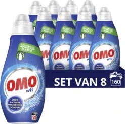 Omo Klein & Krachtig Wit Vloeibaar Wasmiddel - 8 X 20 Wasbeurten - Voordeelverpakking