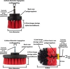 Kibani 3 Delige Borstelset Voor Boormachine - Rood - Voor Beton, Baksteen En Andere Ruwe Oppervlakken - Schrobborstel – Boorborstel – Schuurborstel - Borstel Boormachine – Schoonmaakborstel – Reinigingsborstel – Tapijtreiniger - Borstelset -Huishoudelijke Benodigdheden Winkel 1200x1186 4