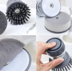 Afwasborstel Met Zeepdispenser – Met 3 Verschillende Opzet Stukken – Inclusief Houder – Grijs – Afwas Borstel Zeepreservoir – Zeep Handborstel – Doseerpomp – Afwasmiddel Dispenser – Navulbaar -Huishoudelijke Benodigdheden Winkel 1200x1189 7