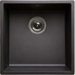 NORD INOX Ingebouwde Gootsteen 1 Kom + 1 Manddrain Zonder Afdruiprek - Hars - 40 X 40 X 20 Cm - Zwart