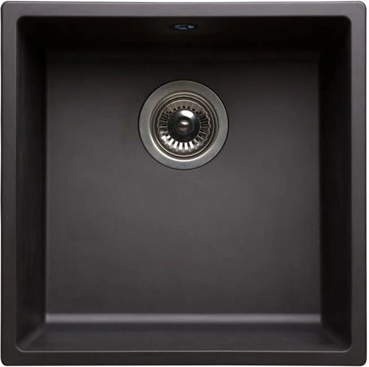 NORD INOX Ingebouwde Gootsteen 1 Kom + 1 Manddrain Zonder Afdruiprek - Hars - 40 X 40 X 20 Cm - Zwart 1 NORD INOX Ingebouwde Gootsteen 1 Kom + 1 Manddrain Zonder Afdruiprek - Hars - 40 X 40 X 20 Cm - Zwart