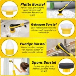 Trendosa Elektrische Schoonmaakborstel - Elektrische Schrobborstel - Poetsmachine - Handborstel - Scrubber- De Badkamer/Keuken/Auto- 10 Opzetstukken Geel -Huishoudelijke Benodigdheden Winkel 1200x1195 7