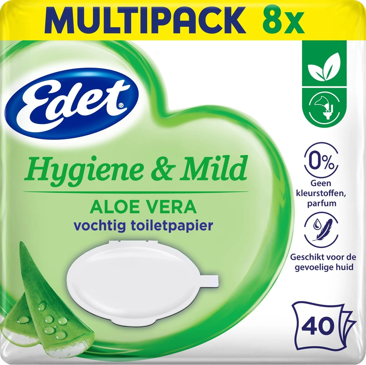 Edet Aloe Vera Vochtig Toiletpapier - 8 X 40 Stuks - Halfjaar Voorraad 1 Edet Aloe Vera Vochtig Toiletpapier - 8 X 40 Stuks - Halfjaar Voorraad