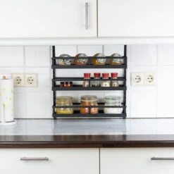 Soome Viljo - Kruidenrek Ophangbaar - Keukenrek - Wandrek - Keuken Organizer - 5 Laags - Verstelbaar - Staal - Zwart - H85xB42.5cm 17 Soome Viljo - Kruidenrek Ophangbaar - Keukenrek - Wandrek - Keuken Organizer - 5 Laags - Verstelbaar - Staal - Zwart - H85xB42.5cm -Huishoudelijke Benodigdheden Winkel 1200x1199 7