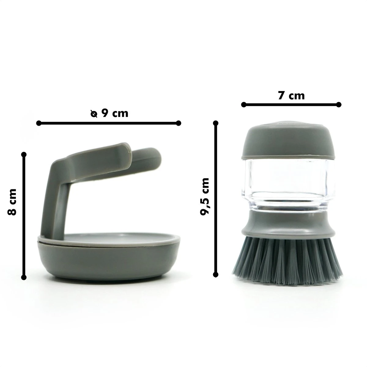 In Round Afwasborstel Met Zeepdispenser / Zeepreservoir – Inclusief Houder – Grijs – Afwas Borstel – Zeep Handborstel – Doseerpomp – Afwasmiddel Dispenser – Navulbaar 4 In Round Afwasborstel Met Zeepdispenser / Zeepreservoir – Inclusief Houder – Grijs – Afwas Borstel – Zeep Handborstel – Doseerpomp – Afwasmiddel Dispenser – Navulbaar - Afbeelding 4