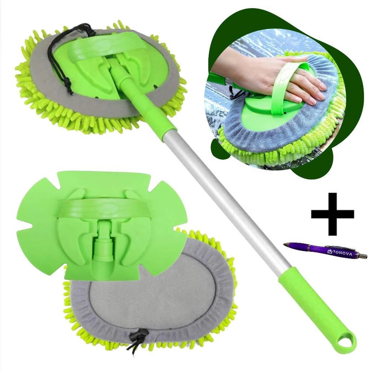 Merkloos Professionele Telescopische Wasborstel + Tonova Pen - Auto Schoonmaakborstel - Anti Slip - Auto, Caravan & Camper - Uitschuifbaar - Groen 1 Merkloos Professionele Telescopische Wasborstel + Tonova Pen - Auto Schoonmaakborstel - Anti Slip - Auto, Caravan & Camper - Uitschuifbaar - Groen