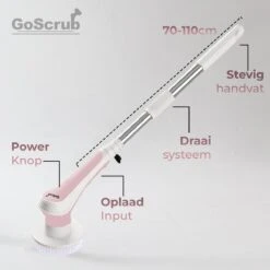 GoScrub® Elektrische Schoonmaakborstel – Elektrische Schrobber - Schrobborstel – Voor Badkamer Of Keuken – Schrobber Met Steel – Luiwagen – Polijstmachine - Roze -Huishoudelijke Benodigdheden Winkel 1200x1200 1063