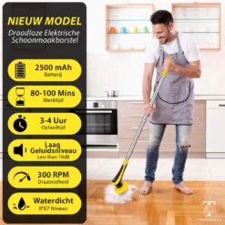 Trendosa Elektrische Schoonmaakborstel - Elektrische Schrobborstel - Poetsmachine - Handborstel - Scrubber- De Badkamer/Keuken/Auto- 10 Opzetstukken Geel -Huishoudelijke Benodigdheden Winkel 1200x1200 1071