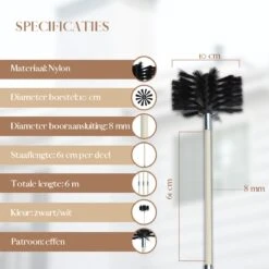 Waay Lifestyle Schoorsteenveegset - Schoorsteenborstel 6 Meter - Schoorsteenreiniger - Schrobborstels - Schoorsteenveger - Flexibele Steel - Geschikt Voor Boormachine - Wit -Huishoudelijke Benodigdheden Winkel 1200x1200 1100