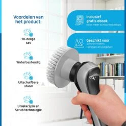 Qualitics Elektrische Schoonmaakborstel - Roterende Polijstmachine - Schrobborstel - Poetsmachine - Vloerreiniger Met 10 Opzetstukken -Huishoudelijke Benodigdheden Winkel 1200x1200 1116