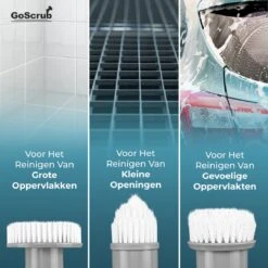 GoScrub® Elektrische Schoonmaakborstel – Elektrische Schrobber - Schrobborstel – Voor Badkamer Of Keuken – Schrobber Met Steel – Luiwagen – Polijstmachine - Poetsmachine Met 10 Opzetstukken -Huishoudelijke Benodigdheden Winkel 1200x1200 1124